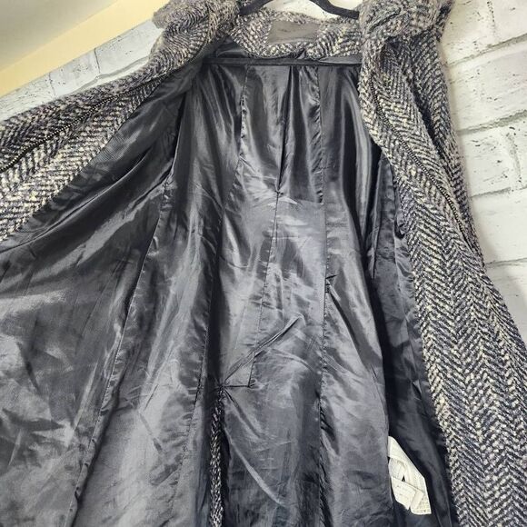 Zara Basic Women's Gray Textured Tweed Full Zip Lined Hooded Coat Size Small - Picture 11 of 15